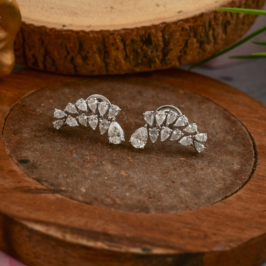 Cluster Pear Cut SI Clarity HI Color Diamond Stud Earrings
