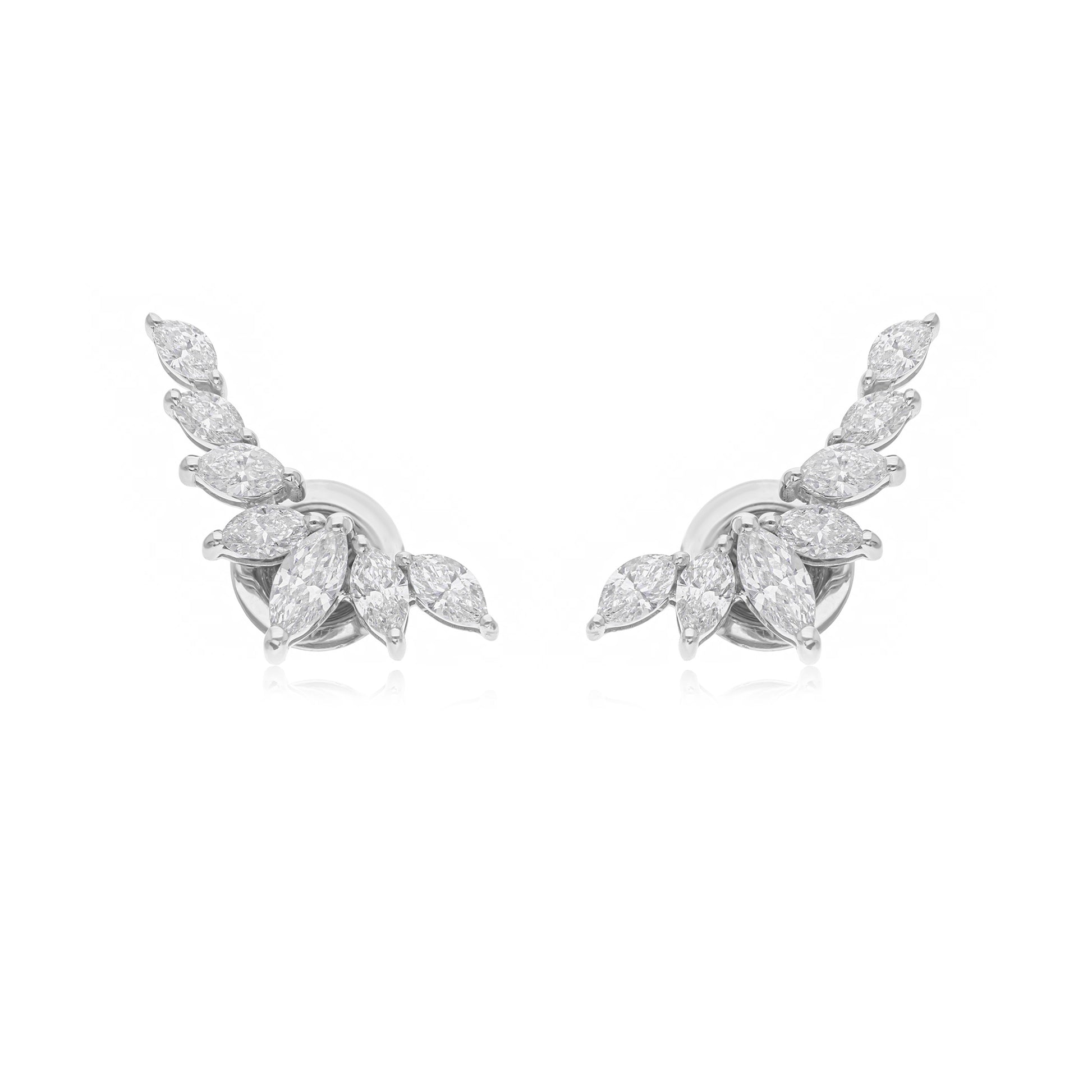 Marquise Cut Cluster Diamond Gold Climber Earrings