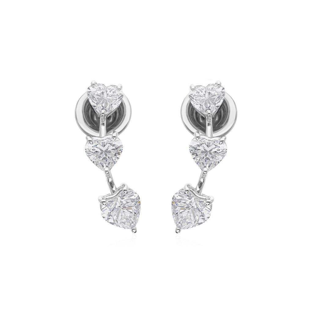Heart Cut Natural Diamond Necklace and Earrings Fine Gold Jewelry
