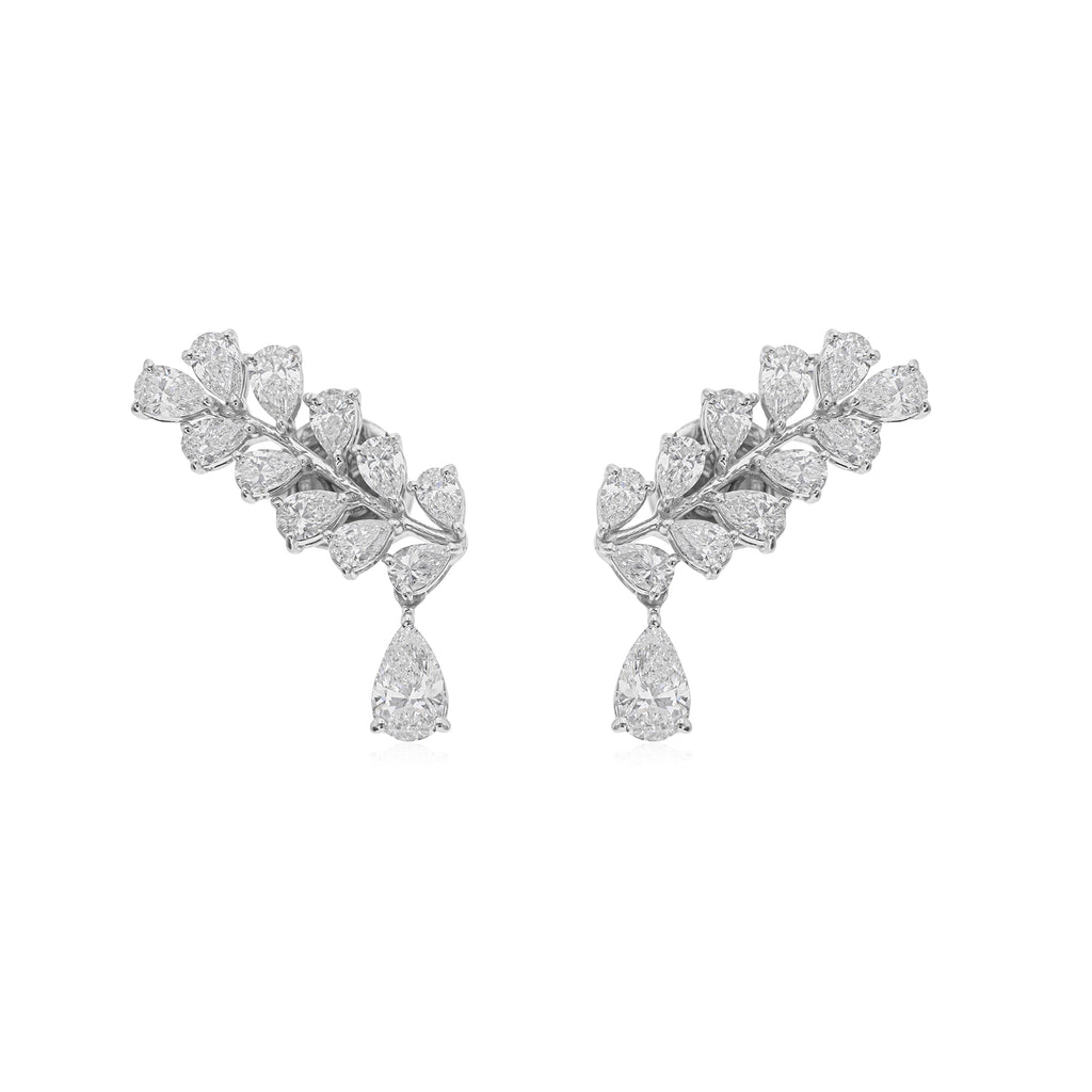 Genuine Pear Cut Natural Diamond Teardrop Gold Earrings