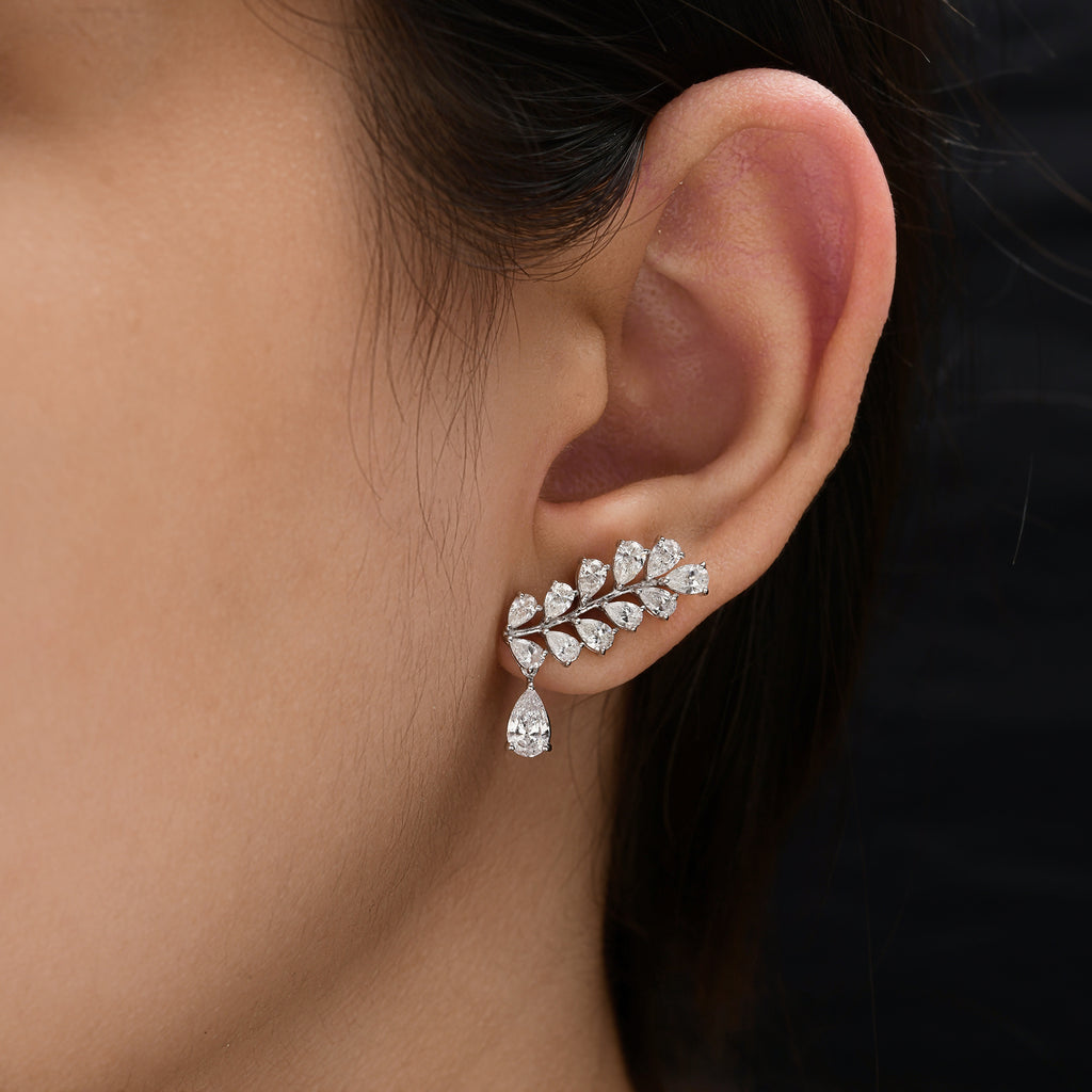 Genuine Pear Cut Natural Diamond Teardrop Gold Earrings