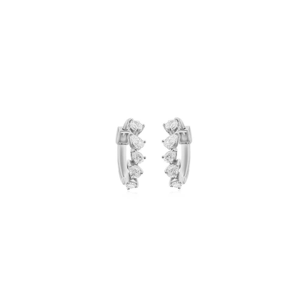 0.48Ct Timeless Pear-Shaped Diamond Huggies Hoop Lever Back Earrings