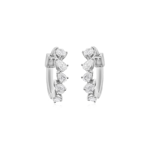 0.48Ct Timeless Pear-Shaped Diamond Huggies Hoop Lever Back Earrings