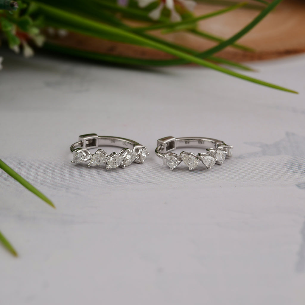0.48Ct Timeless Pear-Shaped Diamond Huggies Hoop Lever Back Earrings