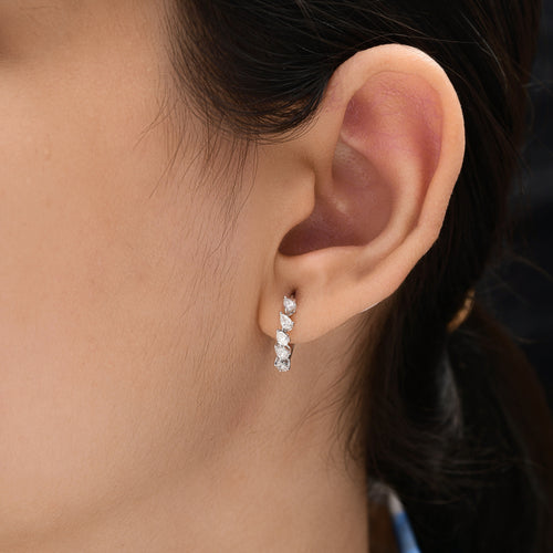 0.48Ct Timeless Pear-Shaped Diamond Huggies Hoop Lever Back Earrings