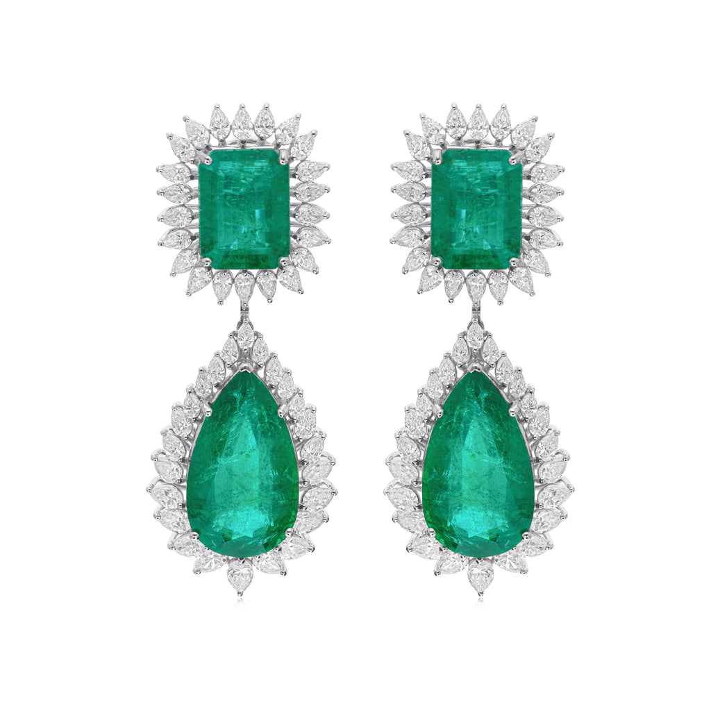 Exclusive Emerald Gemstone and Natural Diamond Gold Jewelry Set