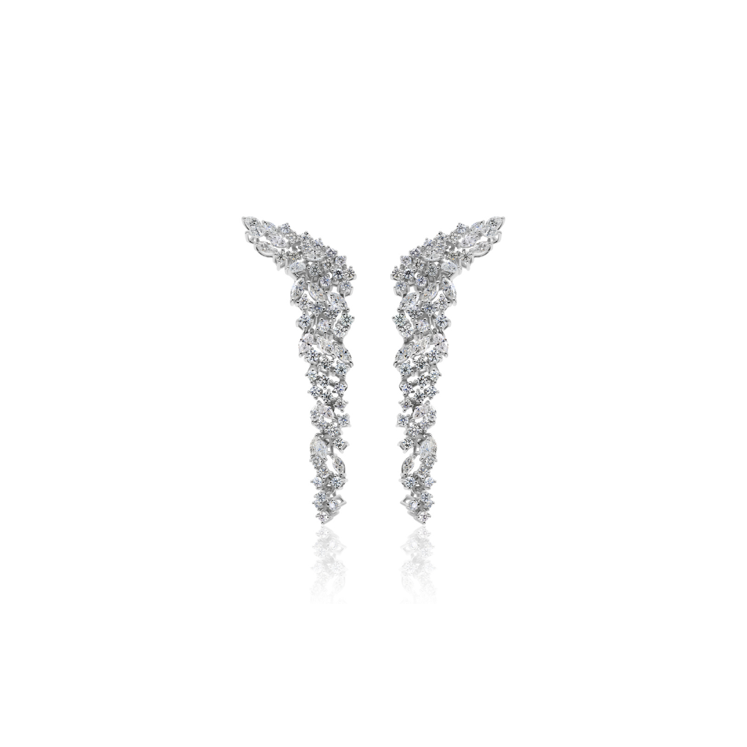 Luxury Marquise and Round Cut Natural Diamond Dangle Earrings
