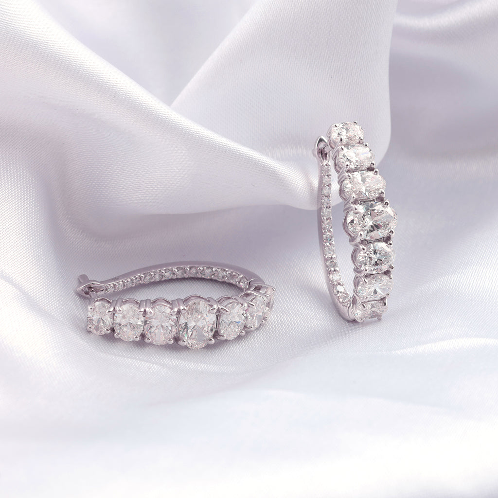 Fine Gold Inside Out Graduated Natural Diamond Hoop Earrings