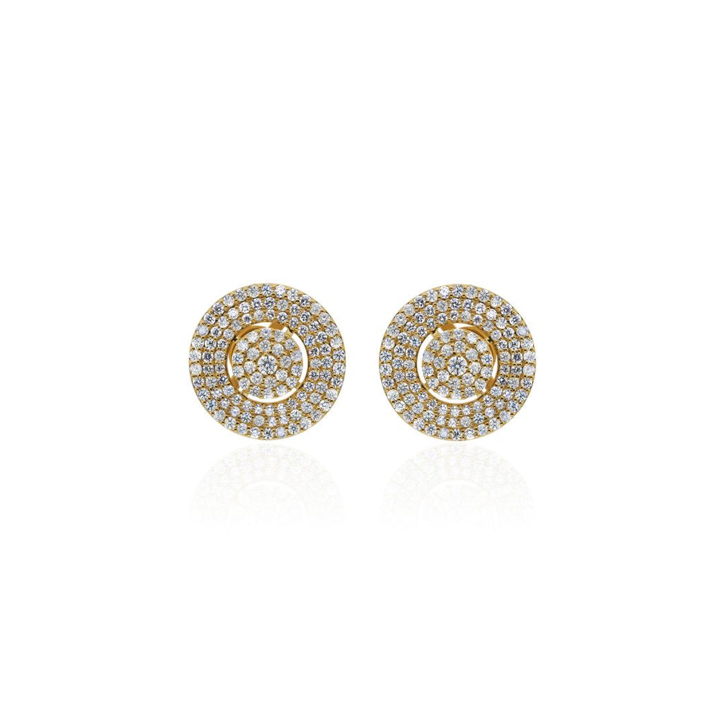 Exquisite Natural Round Diamond Cluster Stud Earrings in Fine Gold
