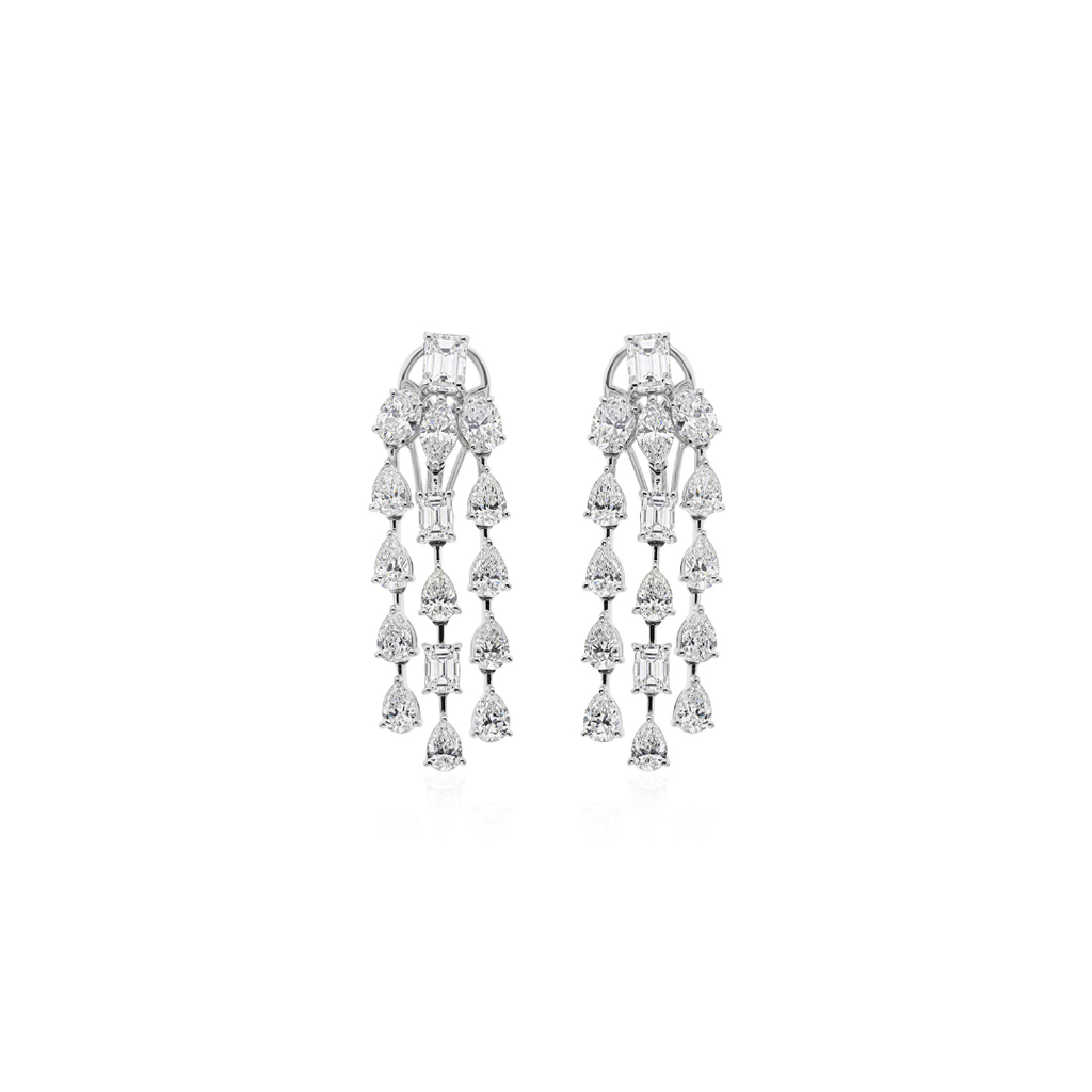 Genuine Natural Diamond Drop Earrings in Fine Gold
