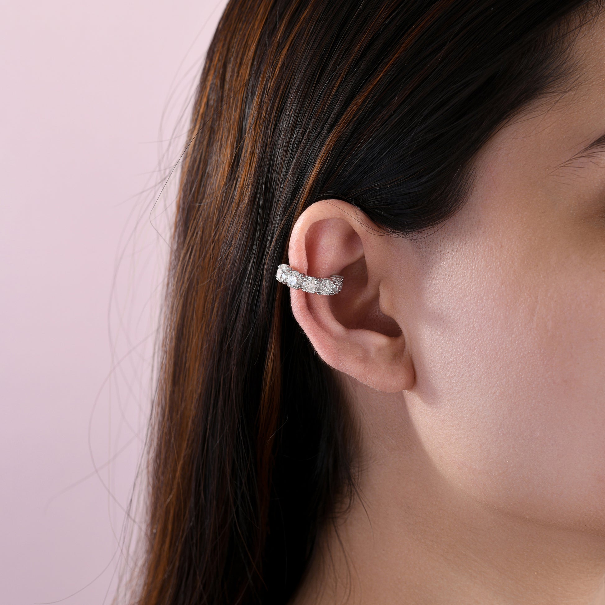 Exquisite Natural Diamond Ear Cuff Earrings in Fine Gold