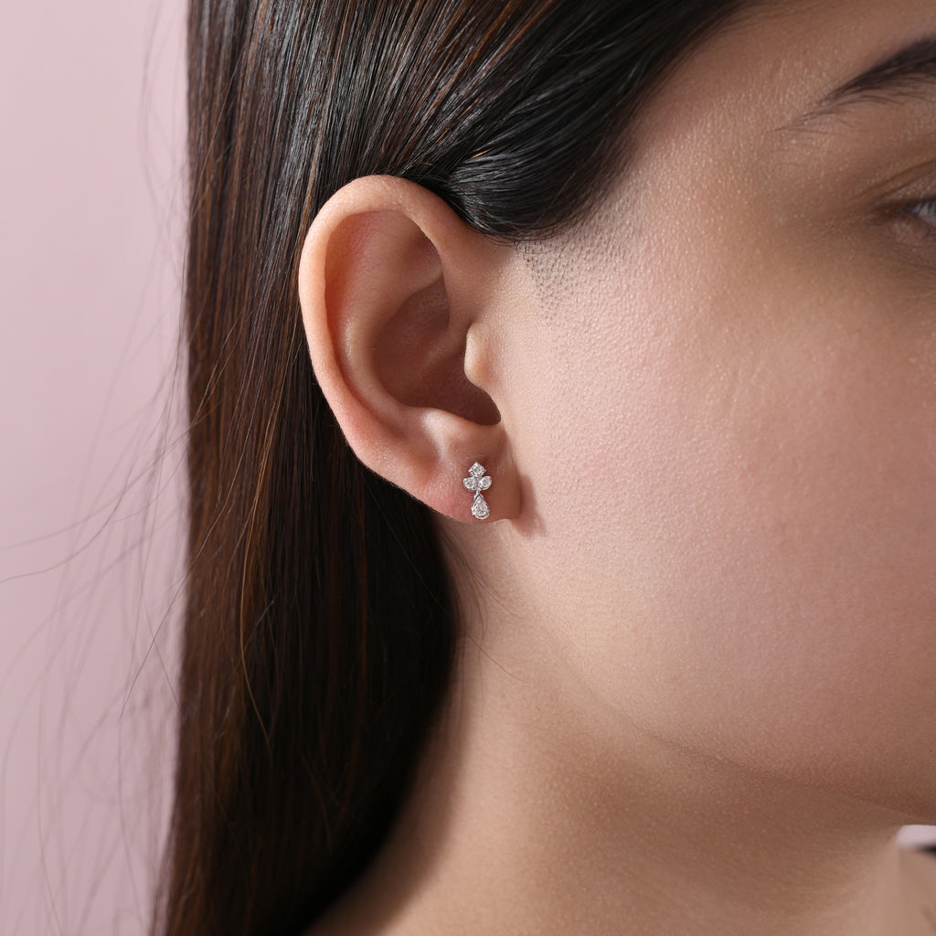 Minimalist Natural Diamond Drop Stud Earrings For Everyday Wear