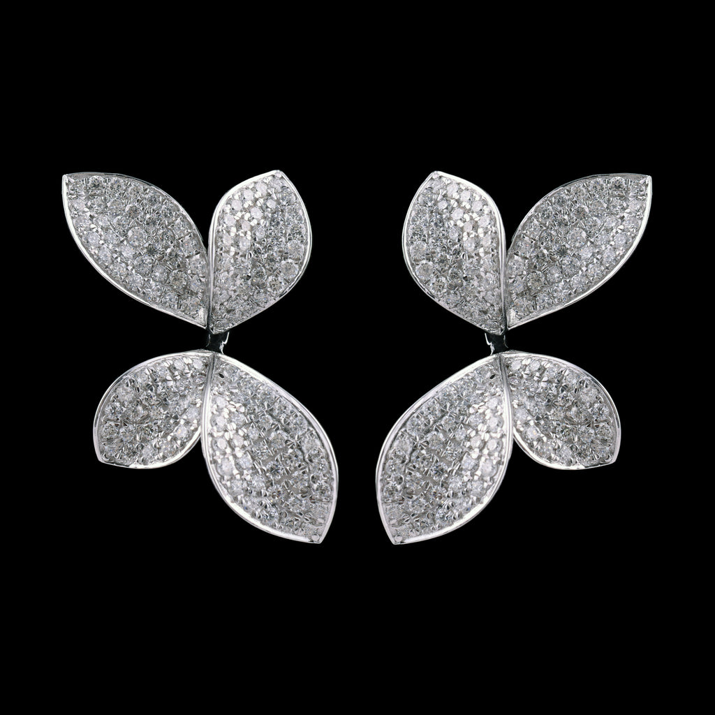Exclusive Pave Diamond Leaf Drop Earrings Crafted in Fine Gold