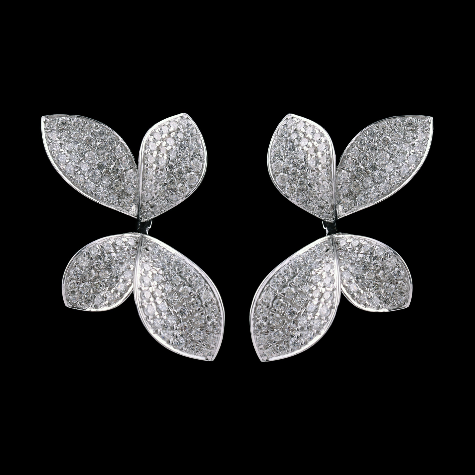 Exclusive Pave Diamond Leaf Drop Earrings Crafted in Fine Gold