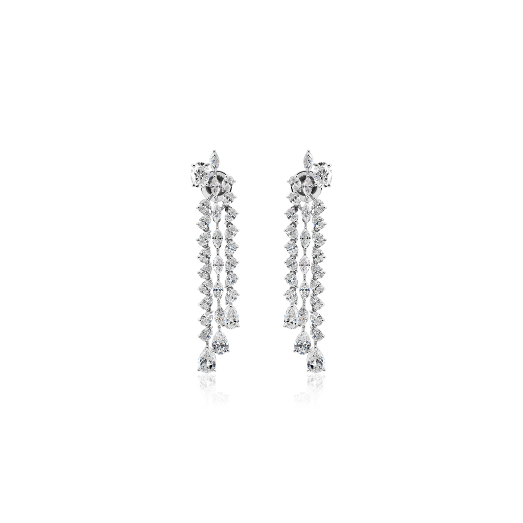 Handmade Multi Cut Natural Diamond Cascading Drop Earrings
