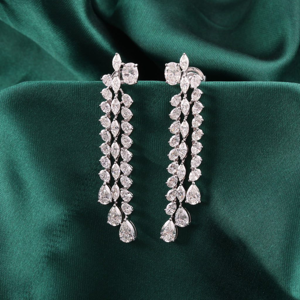 Handmade Multi Cut Natural Diamond Cascading Drop Earrings