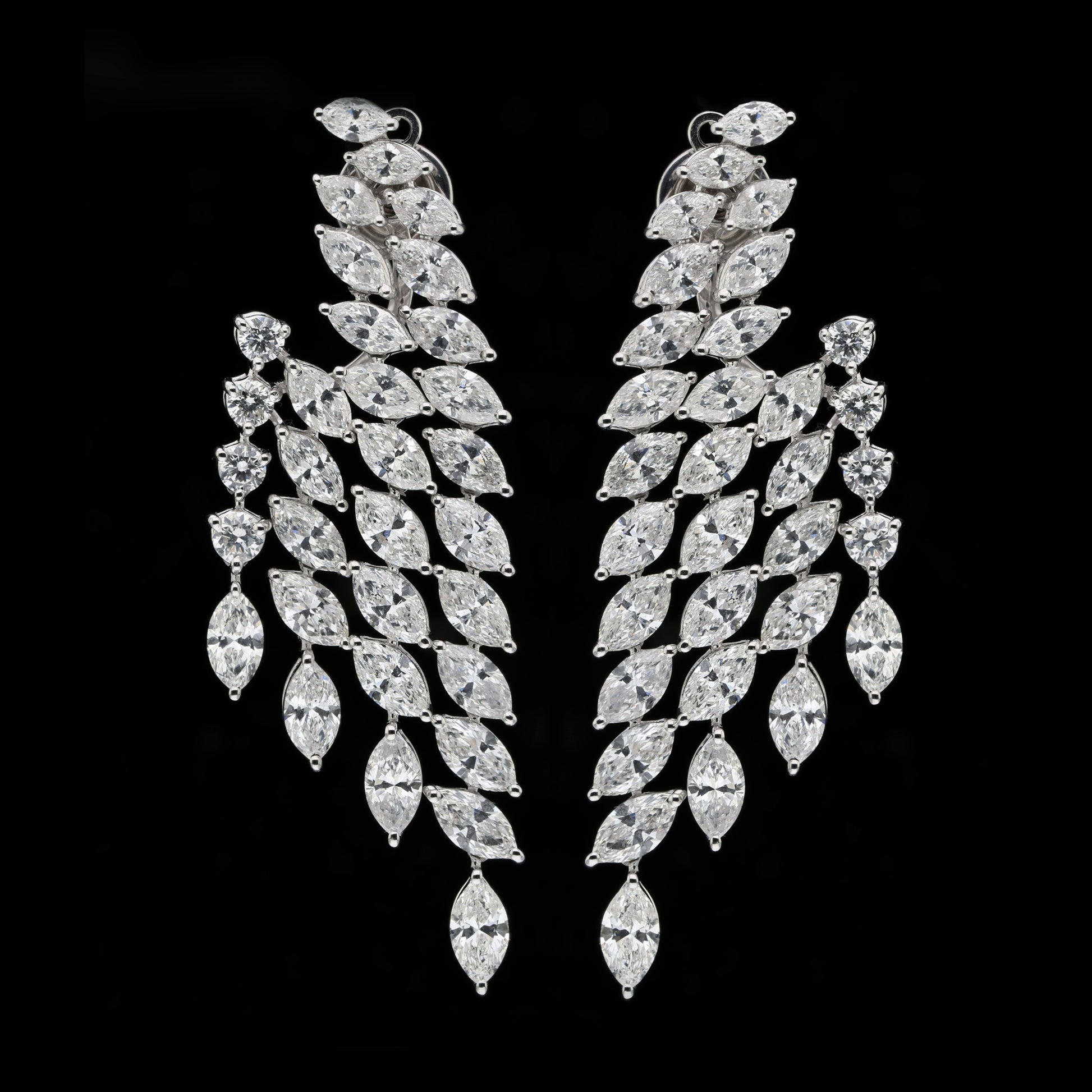 Handmade Marquise Cut Natural Diamond Fine Gold Earrings
