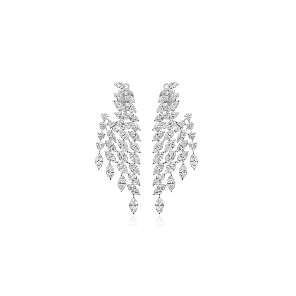 Handmade Marquise Cut Natural Diamond Fine Gold Earrings