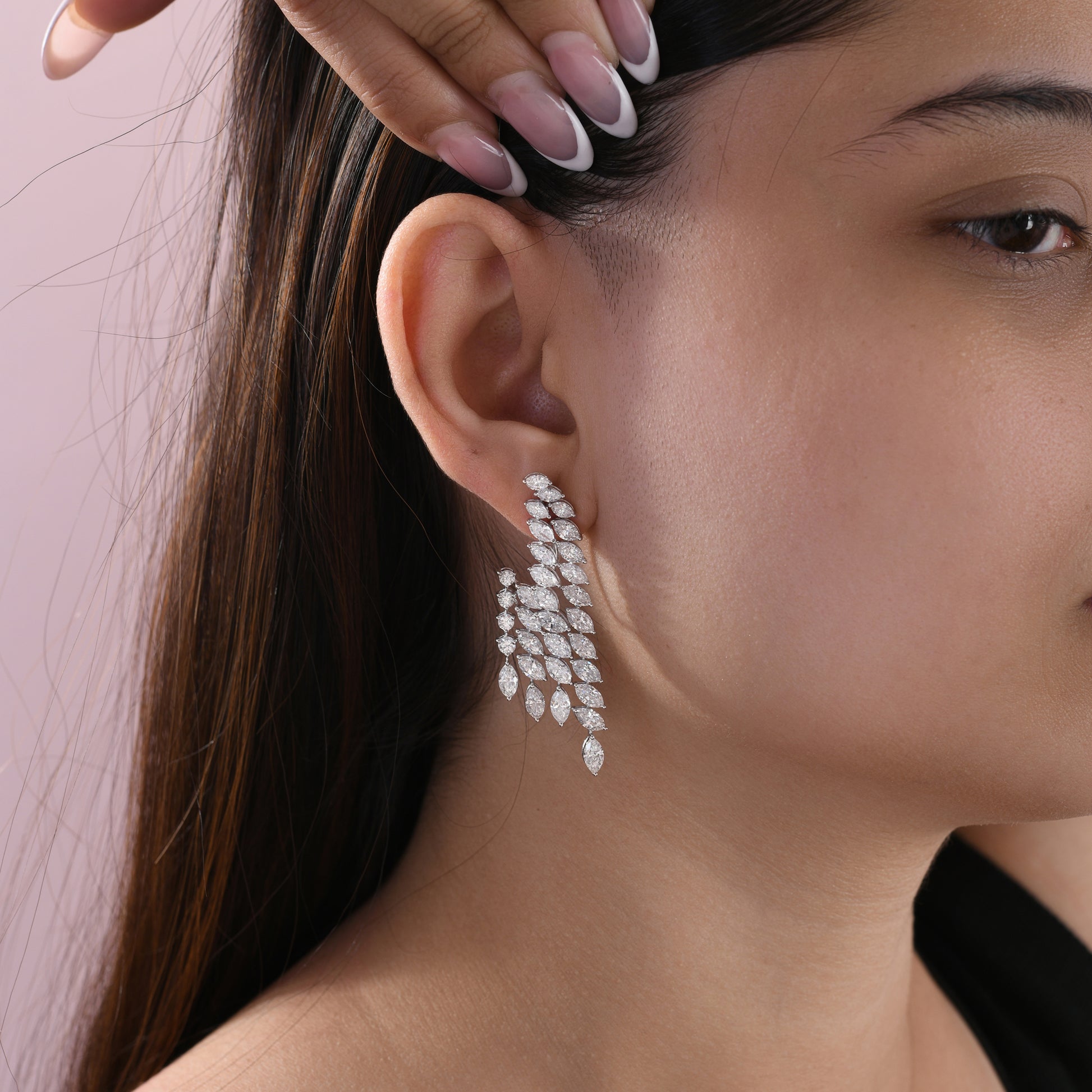 Handmade Marquise Cut Natural Diamond Fine Gold Earrings