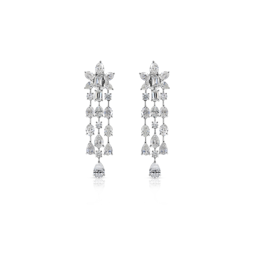 Timeless Multi Cut Natural Diamond Fine Gold Drop Earrings