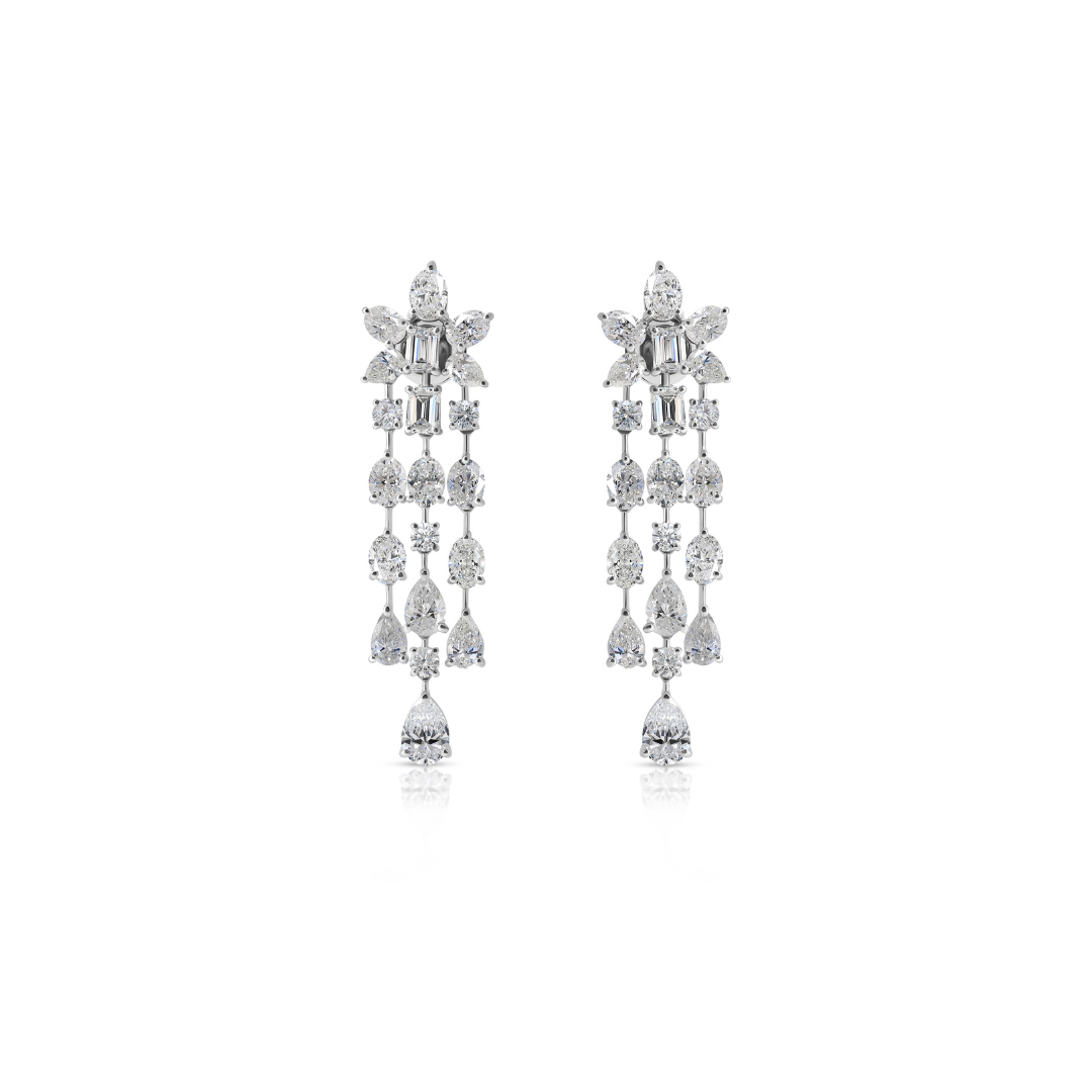 Timeless Multi Cut Natural Diamond Fine Gold Drop Earrings