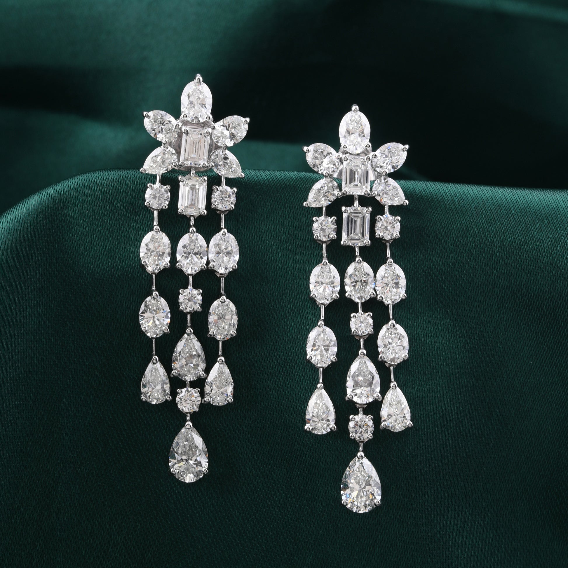 Timeless Multi Cut Natural Diamond Fine Gold Drop Earrings