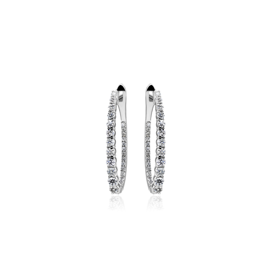 Handcrafted Fine Gold Hoop Earrings with Brilliant Cut Diamonds