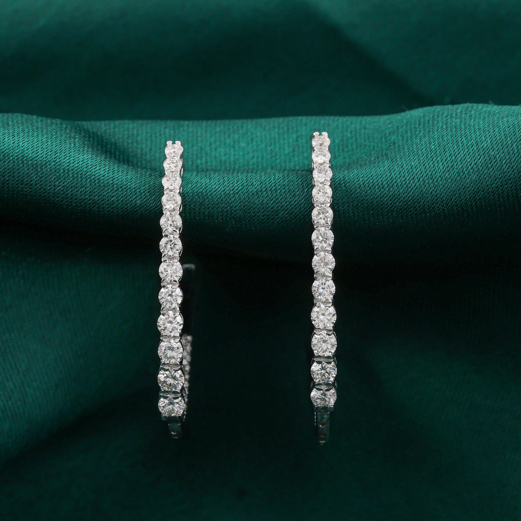 Handcrafted Fine Gold Hoop Earrings with Brilliant Cut Diamonds