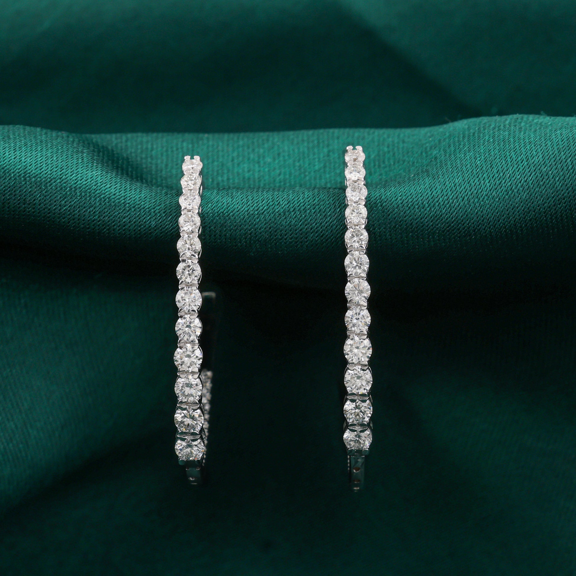 Handcrafted Fine Gold Hoop Earrings with Brilliant Cut Diamonds