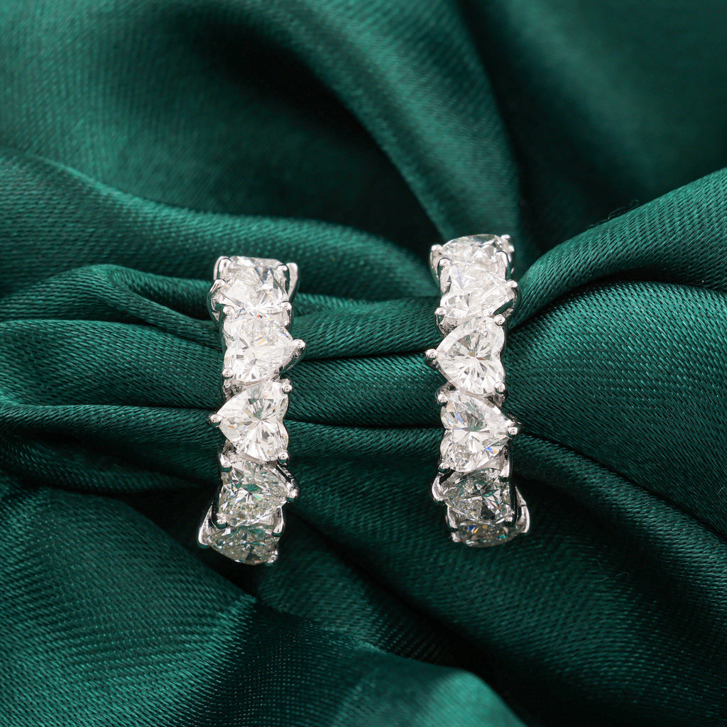 Natural Heart Shape Diamond Ear Cuff Earrings in Fine Gold