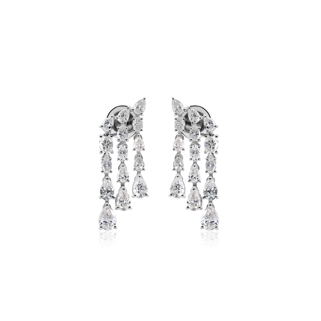 Exquisite Oval Pear Cut Natural Diamond Multi Drop Earrings