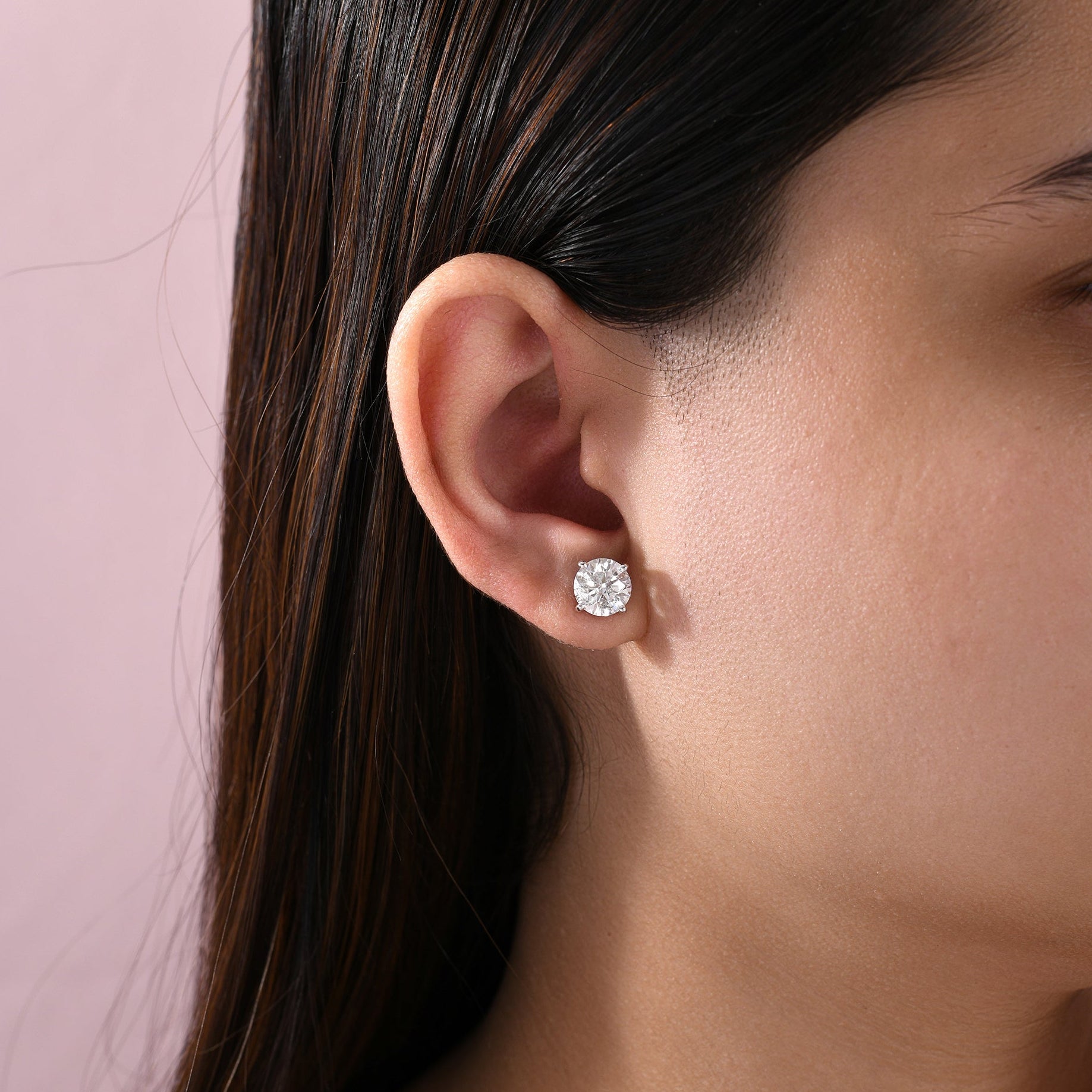 Round Brilliant 4.02ct Solitaire Diamond Stud Earrings