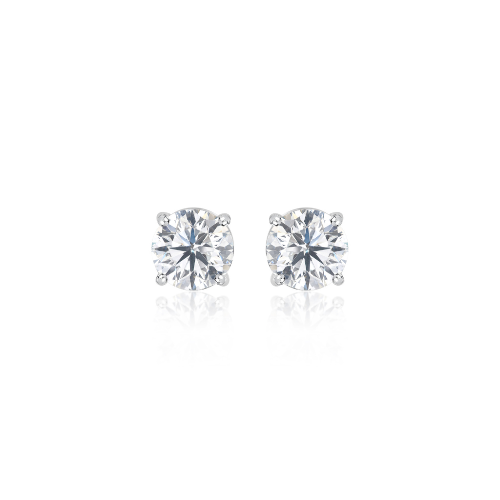 Round Brilliant 4.02ct Solitaire Diamond Stud Earrings
