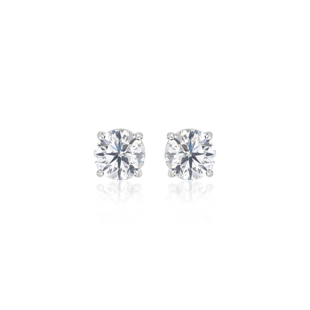 Round Brilliant 4.02ct Solitaire Diamond Stud Earrings