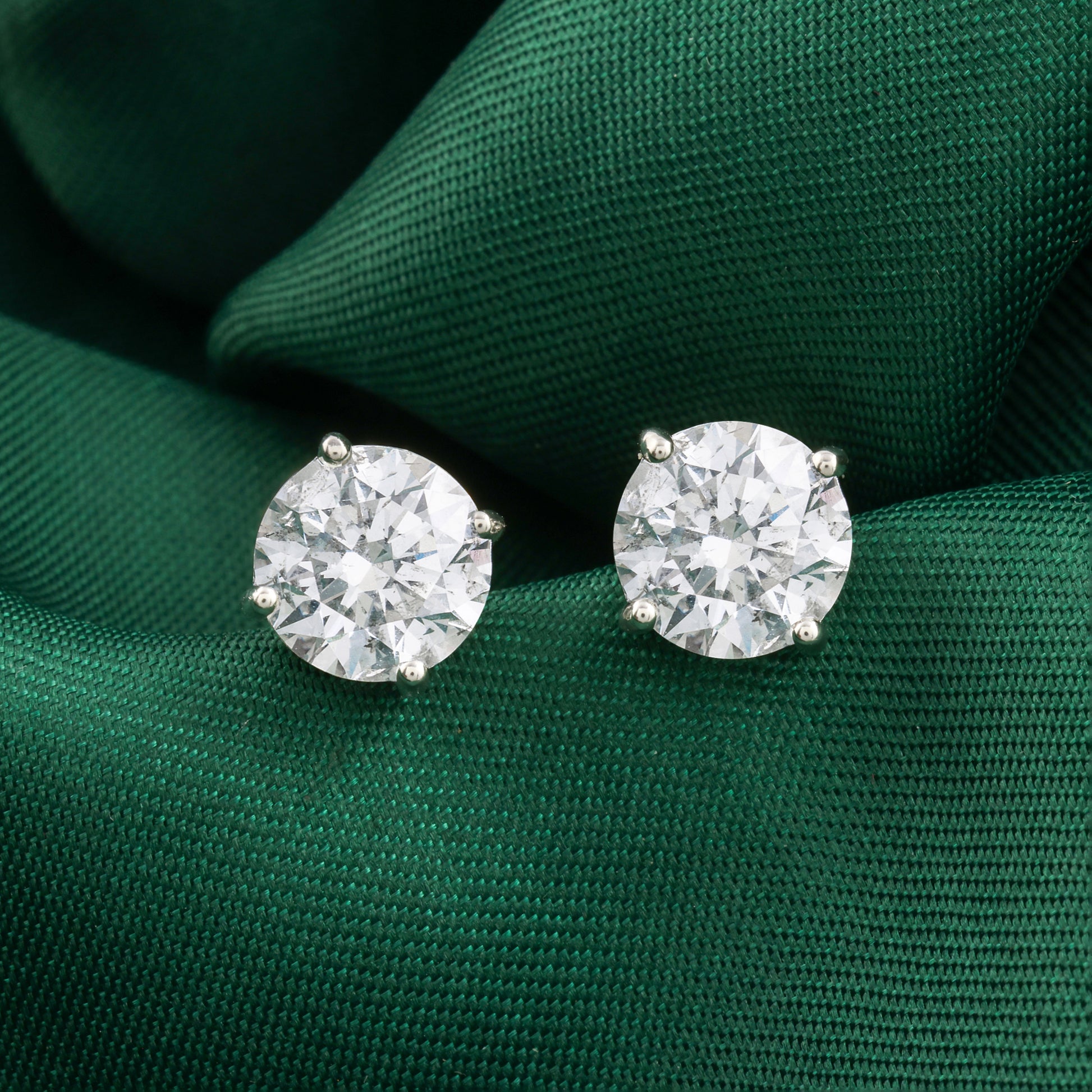 Round Brilliant 4.02ct Solitaire Diamond Stud Earrings