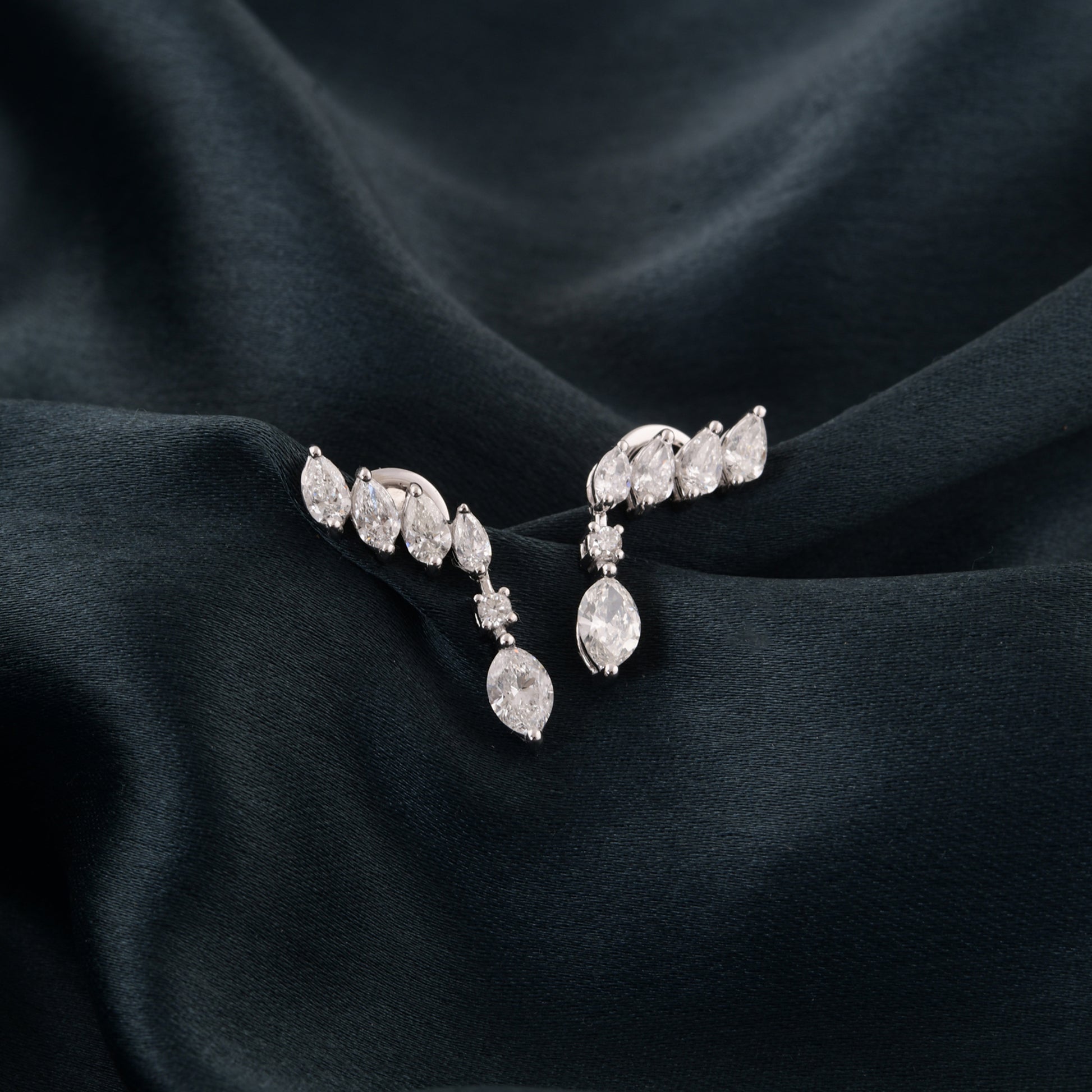 1.54 Ct. Natural SI/HI Marquise Diamond Dangle Drop Earrings