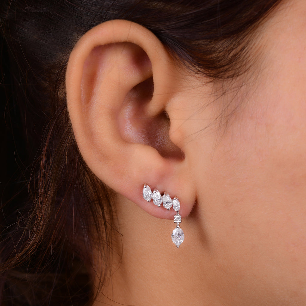 1.54 Ct. Natural SI/HI Marquise Diamond Dangle Drop Earrings