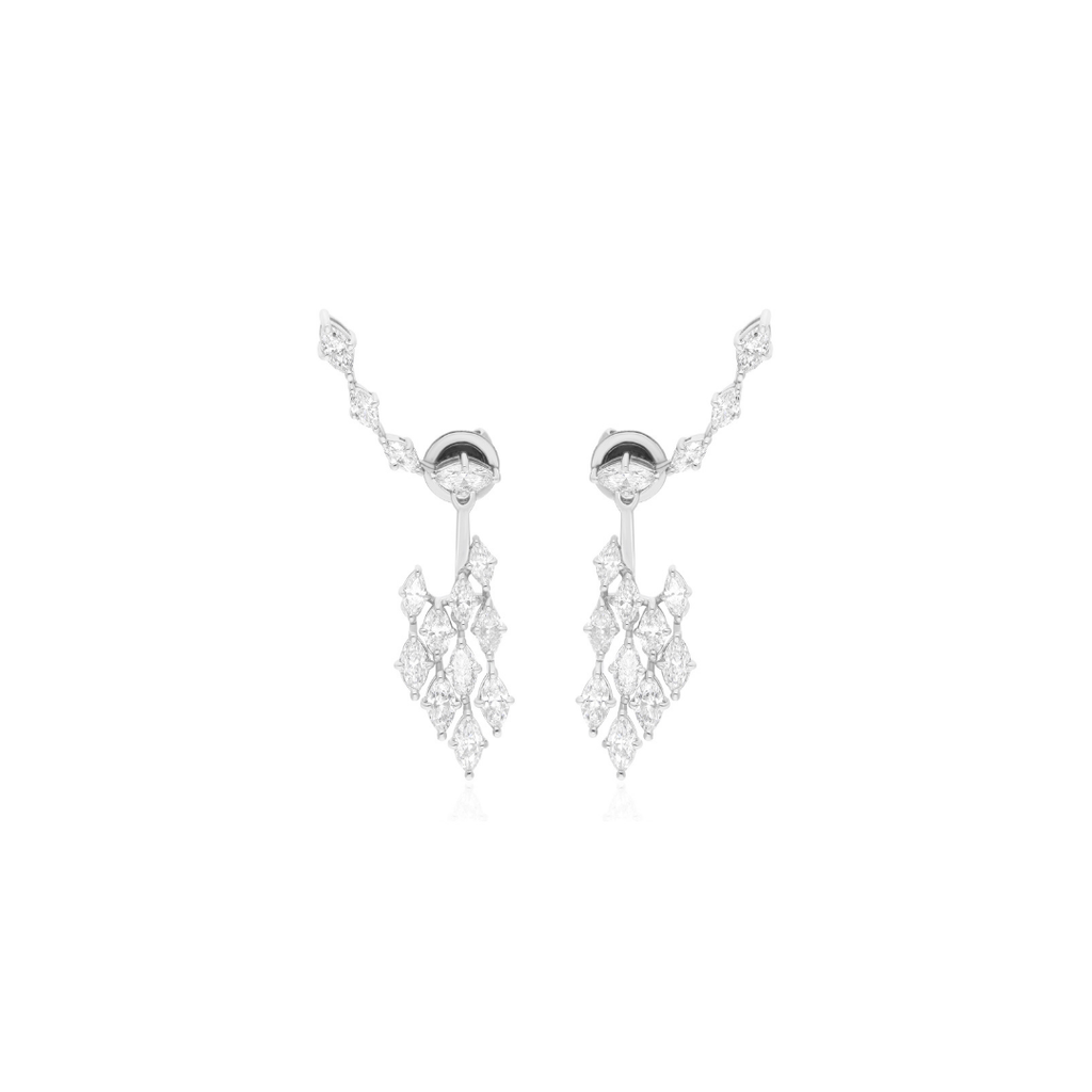 3.30 Ct H/SI Marquise Cut Cluster Diamond Jacket Earrings