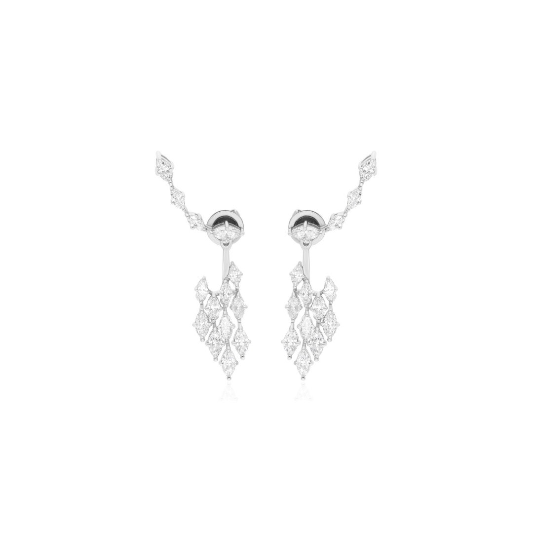 3.30 Ct H/SI Marquise Cut Cluster Diamond Jacket Earrings