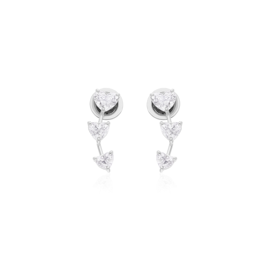 1.88 Ct. H/SI Triple Heart Cut Diamond Cartilage and Helix Stud Earrings