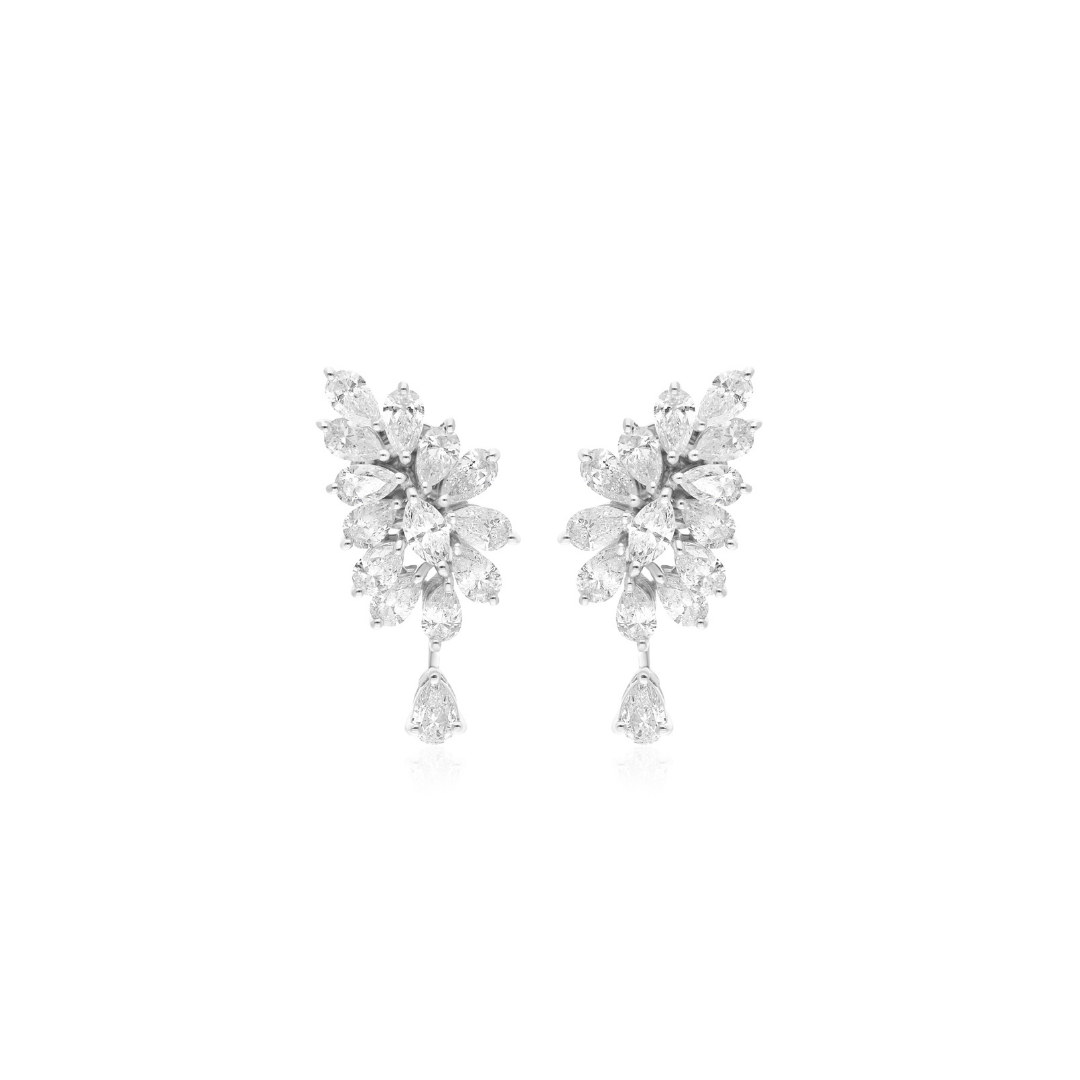 3.35 Ct. H/SI Pear Diamond Dangle Stud Earrings Perfect for Wedding