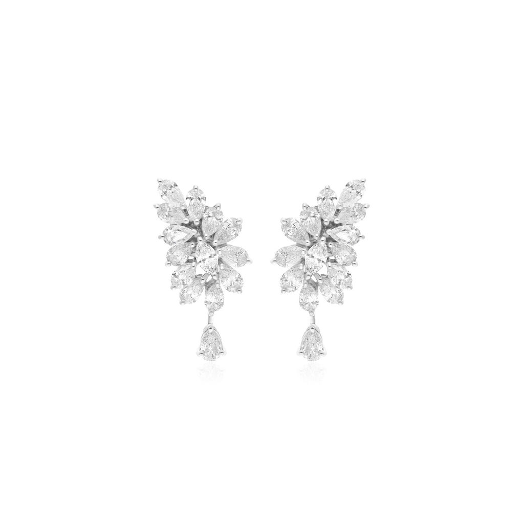 3.35 Ct. H/SI Pear Diamond Dangle Stud Earrings Perfect for Wedding
