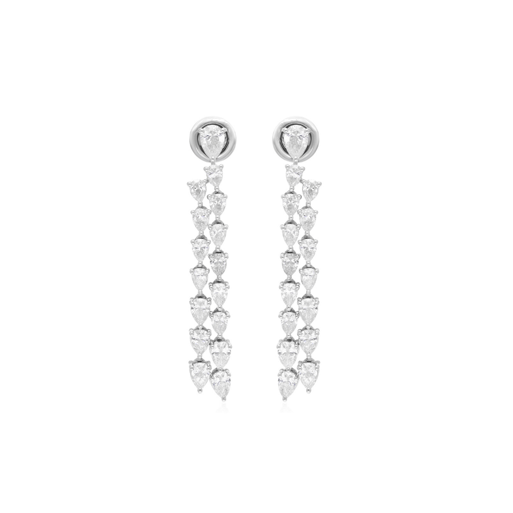3.61 Ct SI/H Pear Cut Cascading Diamond Drop & Dangle Earrings