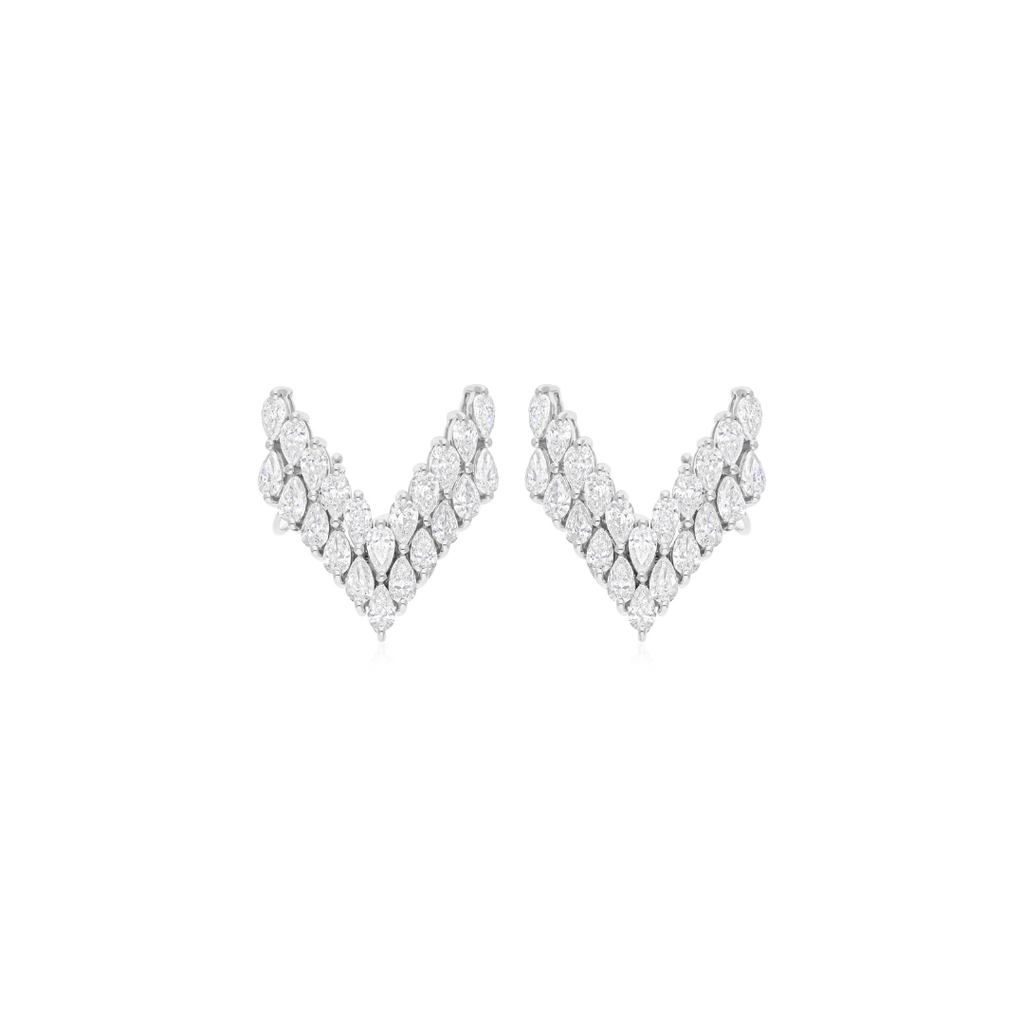 Fine Gold 3.90 Ct Natural H Color SI Clarity Diamond Wings Stud Earrings
