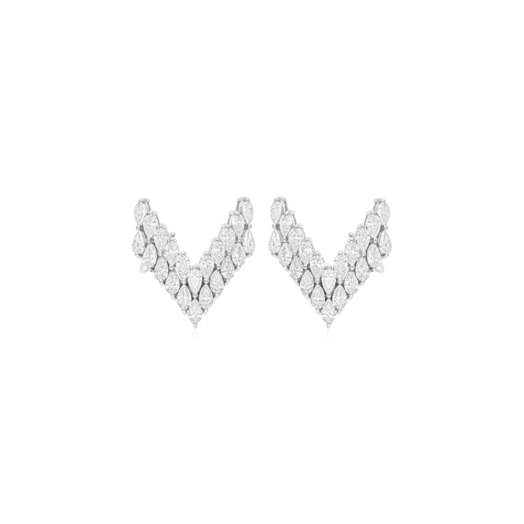 Fine Gold 3.90 Ct Natural H Color SI Clarity Diamond Wings Stud Earrings