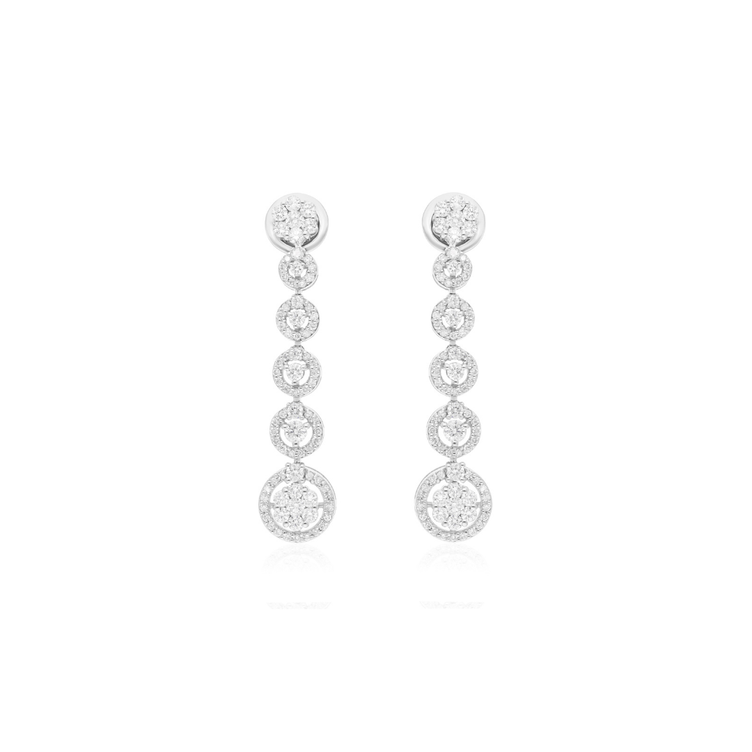 1.62 Ct Natural SI/H Pave Diamond Drop & Dangle Earrings