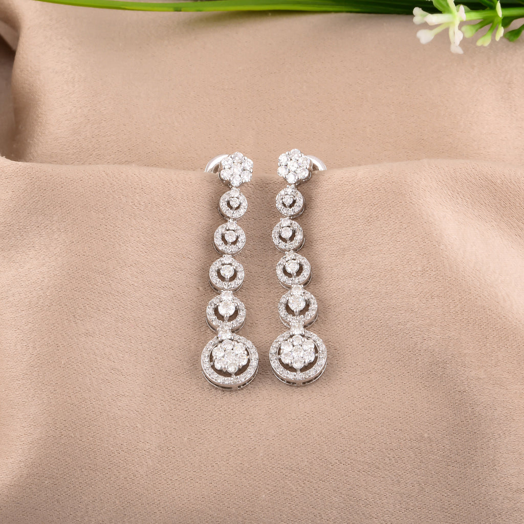 1.62 Ct Natural SI/H Pave Diamond Drop & Dangle Earrings