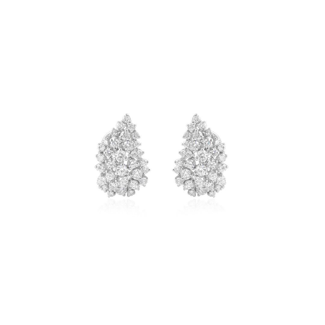 1.92 Ct SI/H Round Diamond Cluster Stud Earrings Bridal Gift