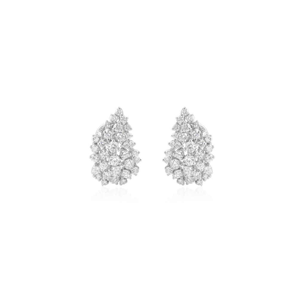 1.92 Ct SI/H Round Diamond Cluster Stud Earrings Bridal Gift