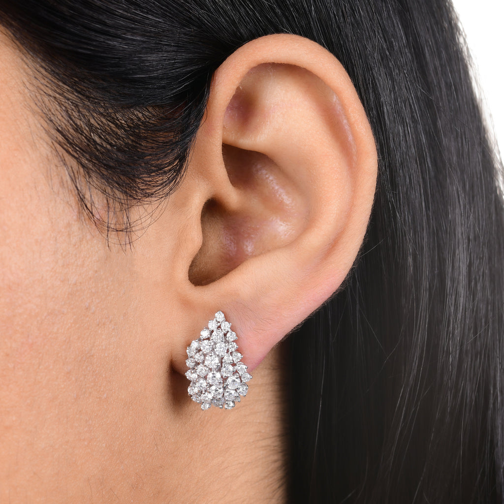 1.92 Ct SI/H Round Diamond Cluster Stud Earrings Bridal Gift